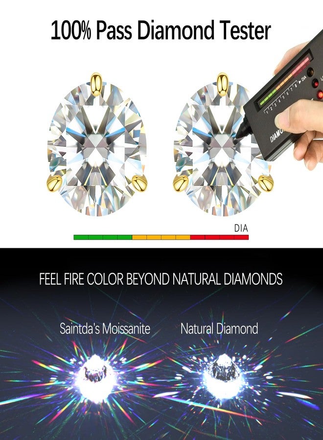 Saintda أقراط مرصعة بحجر المويسانايت للنساء، أقراط مرصعة بألماس صناعي من الفضة الإسترليني عيار 925 مطلية بالذهب، هدية مجوهرات للنساء والرجال - Image 5